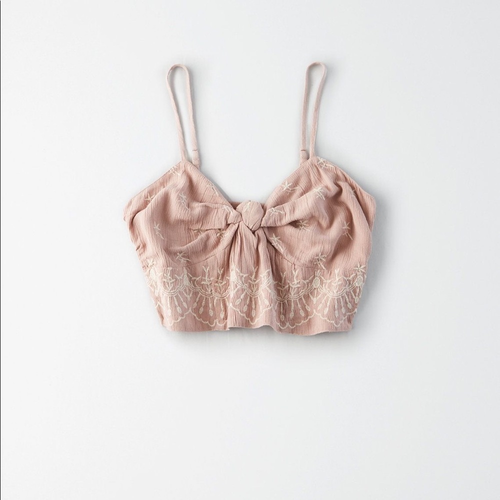 NWOT American Eagle Knot Front Crop Top in Blush